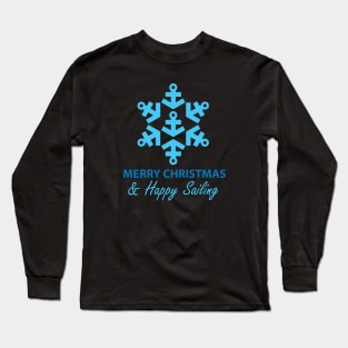Merry Christmas & Happy Sailing (Anchor Snowflake) Long Sleeve T-Shirt